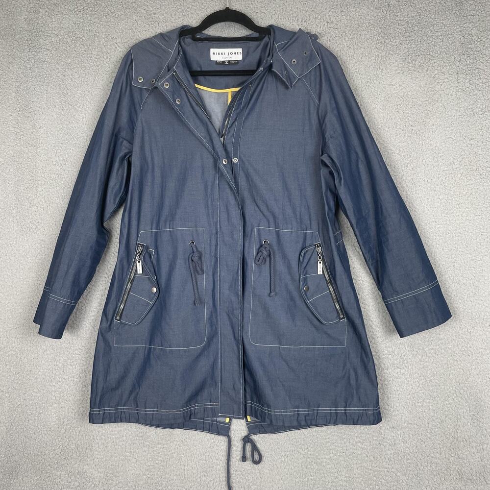 Nikki Jones Jacket Womens Medium Hooded Full Zip Parka Coat Drawstring